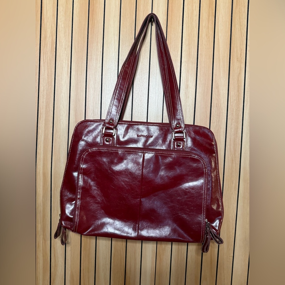 NWOT Samsonite Red Leather Laptop Tote